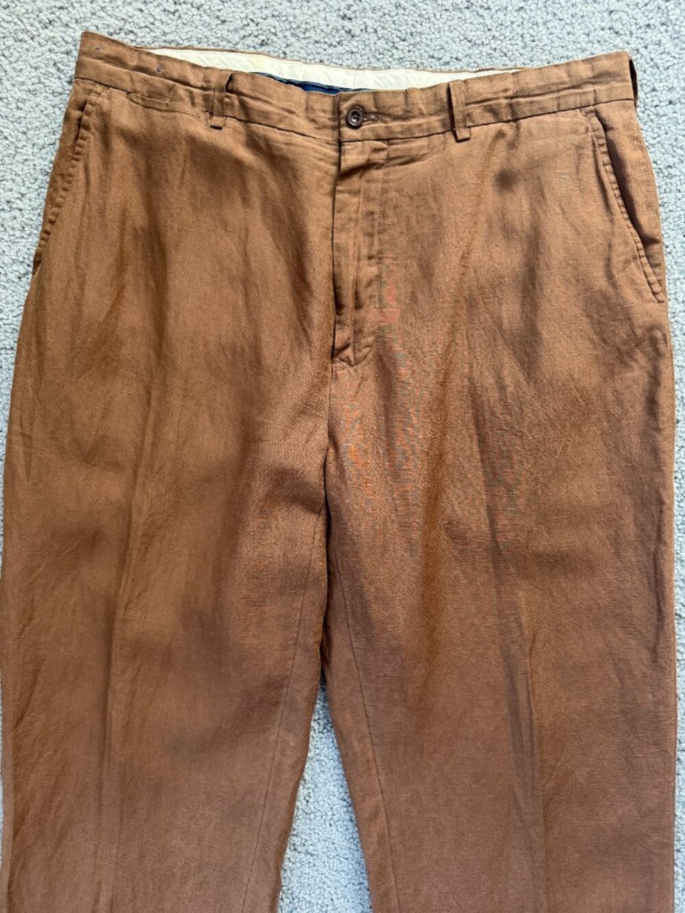 Vintage Polo Ralph Lauren MX Linen Silk Pants Brown 36/30 Luxury Trousers - EUC - Picture 2 of 12